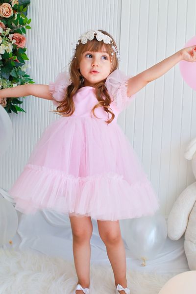 Baby Animals Baby Girl Dress Girl's Dress Birthday Party Wedding Dress Ruched Short Sleeve Lined Dress