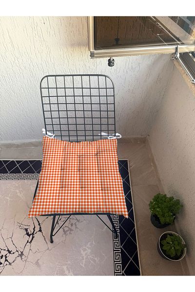 yok yok evim eve dair her şey 9 Puntal Plaid Gingham Patterned Fluffy Living Room Balcony Garden Kitchen Chair Cushion