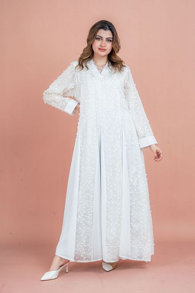 IKKXA Soft Petals Embroidered Jalabiya