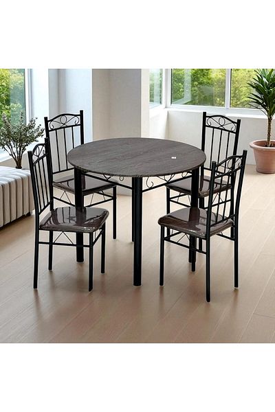 Kreslo Round dining table set with four chairs - Table height: 75 cm, Table diameter: 90 cm