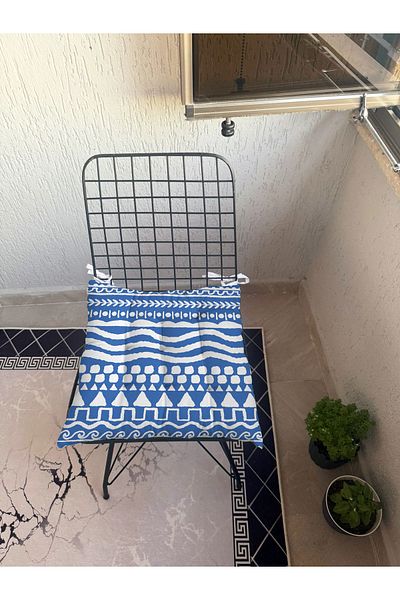 yok yok evim eve dair her şey 9-Piece Sea Themed Patterned Fluffy Living Room Balcony Garden Kitchen Chair Cushion