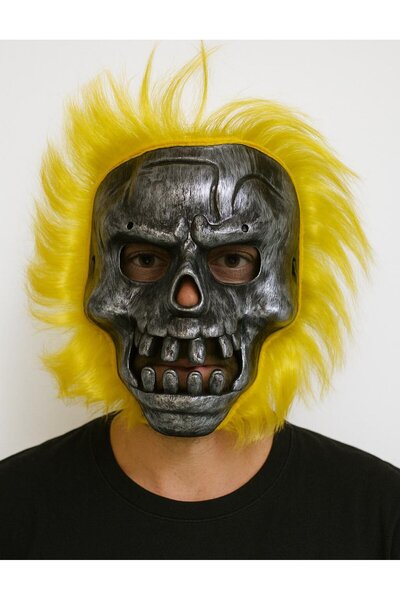 Ethab Ticaret Wild Skull - Metal Skull Blonde Hair Skeleton Mask
