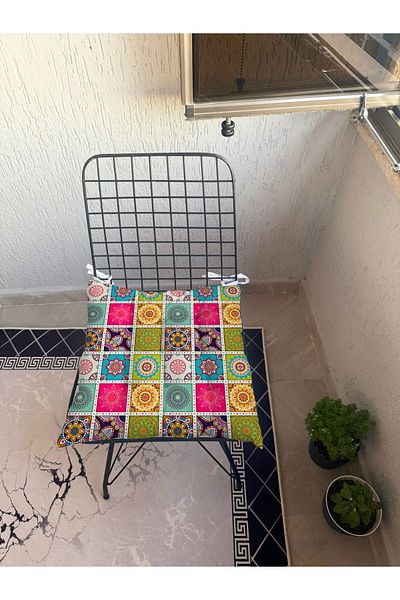 yok yok evim eve dair her şey 9-Piece Ethnic Patterned Fluffy Living Room Balcony Garden Kitchen Chair Cushion