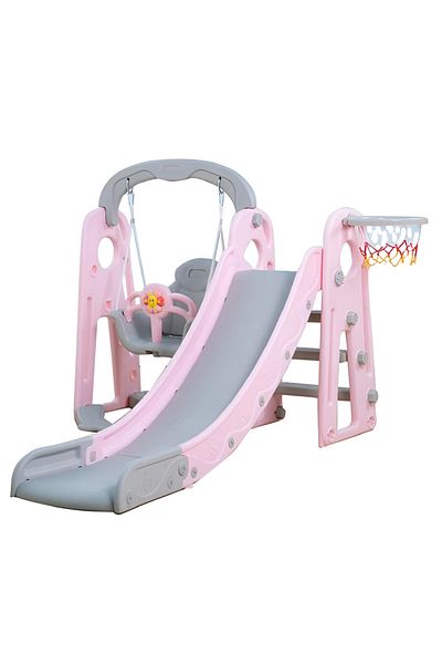 rexa Adjustable Kids Slide & Swing Set with Basketball Hoop