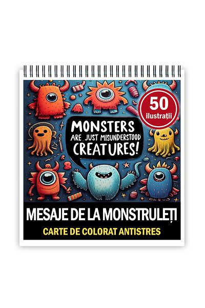 Legendary Gifts Mini coloring book for relaxation and anti-stress, 50 illustrations Messages from Monsters, 106 pages