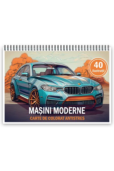 Legendary Gifts Anti-stress coloring book, 40 Modern Cars illustrations, 86 pages