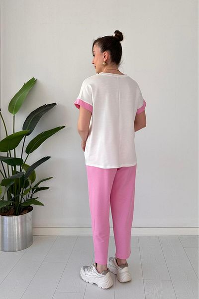 MaziButik Pocket Garnished Double Set Pink