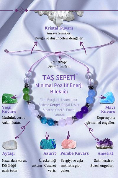 TAŞ SEPETİ سوار نسائي من الحجر الطبيعي بتصميم خاص للطاقة الإيجابية والسعادة