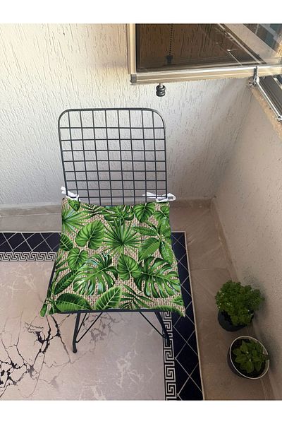 yok yok evim eve dair her şey 9-Piece Linen Textured Patterned Fluffy Living Room Balcony Garden Kitchen Chair Cushion