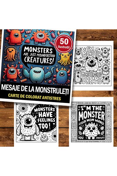 Legendary Gifts Mini coloring book for relaxation and anti-stress, 50 illustrations Messages from Monsters, 106 pages