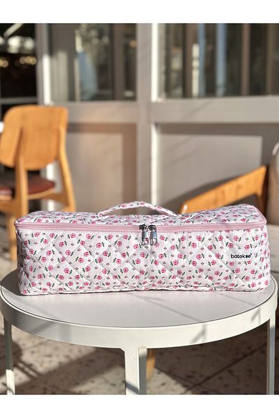 Batekso XXL Size - Travel Bag for Little Pink Flower Patterned Hair Stylers