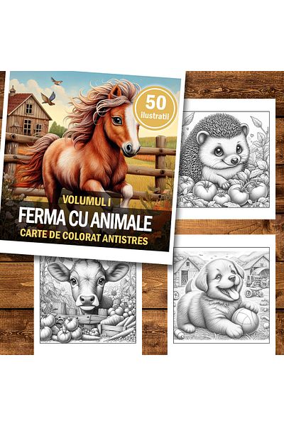 Legendary Gifts Mini coloring book, 50 illustrations Farm with animals, 106 pages