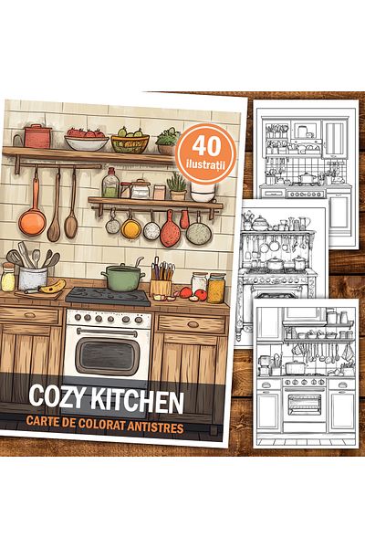 Legendary Gifts Anti-stress coloring book, 40 illustrations Cozy Kitchen, 86 pages