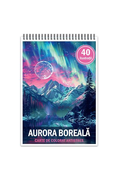 Legendary Gifts Anti-stress coloring book, 40 Aurora Borealis illustrations, 86 pages
