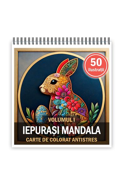Legendary Gifts Mini coloring book, 50 illustrations Easter Bunnies Mandala, 106 pages