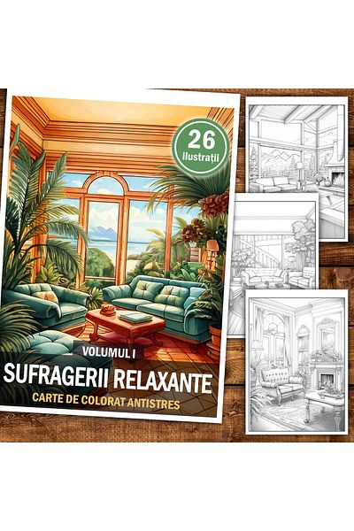 Legendary Gifts Anti-stress coloring book, 26 illustrations Relaxing living rooms, 58 pages