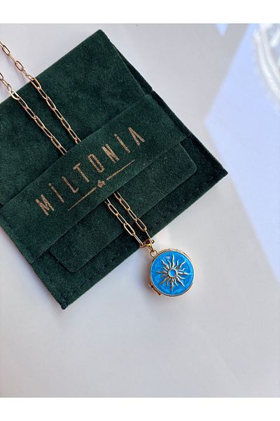 Miltonia Steel necklace with sun enamel cover