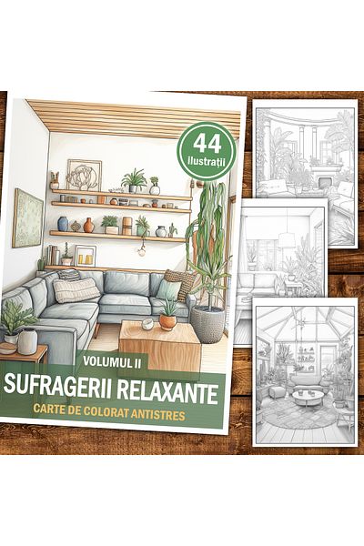 Legendary Gifts Anti-stress coloring book, 44 illustrations Relaxing living rooms, 94 pages