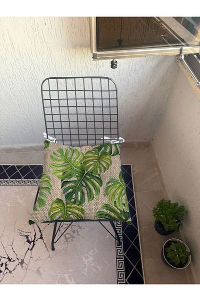 yok yok evim eve dair her şey 9-Piece Linen Textured Patterned Fluffy Living Room Balcony Garden Kitchen Chair Cushion