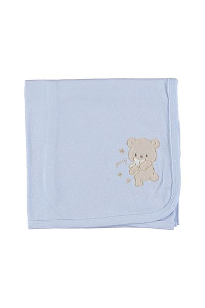 bipamuk Teddy Bear Patterned Combed Cotton Fabric Baby Blanket Breathable