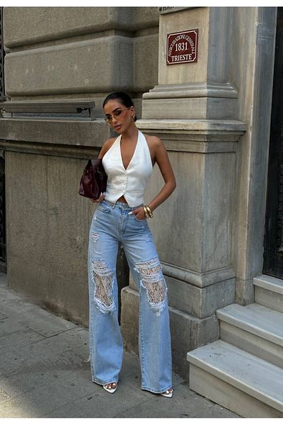 DEEFWEAR Pantaloni din blugi cu detaliu broderie din seria Premium