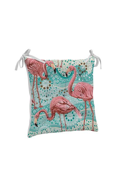 yok yok evim eve dair her şey 9 Puntal Flamingo Patterned Fluffy Living Room Balcony Garden Kitchen Chair Cushion