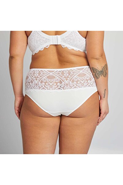 KIABI Microfibre and lace briefs WHITE