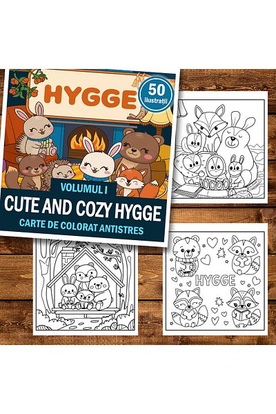 Legendary Gifts Mini coloring book, 50 illustrations Cute and Cozy Hygge - Volume I, 106 pages