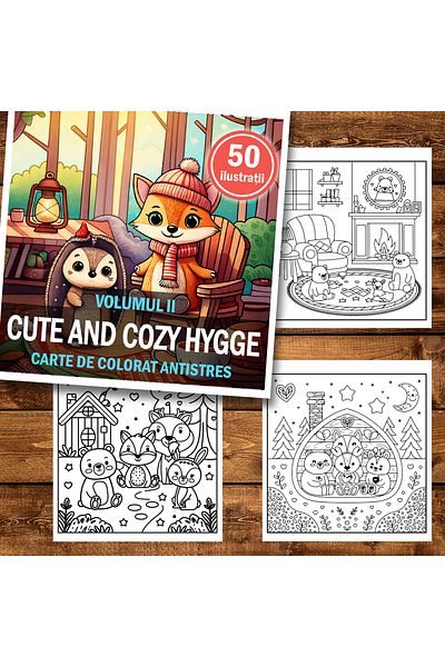 Legendary Gifts Mini coloring book, 50 Cute and Cozy Hygge illustrations, 106 pages