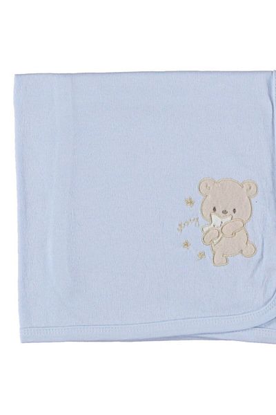 bipamuk Teddy Bear Patterned Combed Cotton Fabric Baby Blanket Breathable