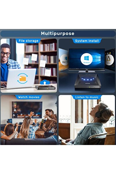 Unitek قاعدة توصيل DVD-RW خارجية من النوع C/A+5 في 1 (T1037A01)