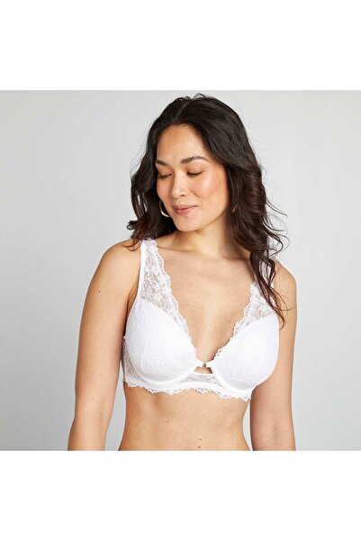 KIABI حمالة صدر دانتيل لمقاسات D و E باللون الأبيض