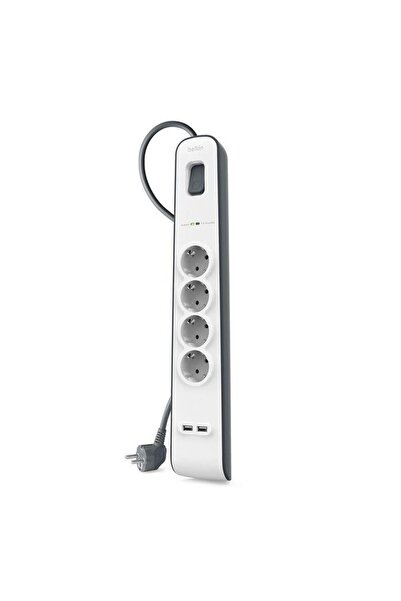 Belkin BSV401VF2M-V2 4'lü 2M Akım Korumalı Priz + 2'li 2.4A USB Girişi