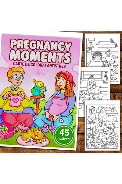 Legendary Gifts Anti-stress coloring book, 45 Pregnancy Moments illustrations, 96 pages