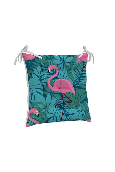 yok yok evim eve dair her şey 9 Puntal Flamingo Patterned Fluffy Living Room Balcony Garden Kitchen Chair Cushion