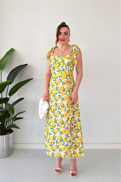 MaziButik Rochie din in lamaie galbena
