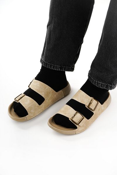 Babetty Men's Daily Orthopedic Double Buckle Slippers Sea Beach Pool Hospital Work Slippers Anatomical