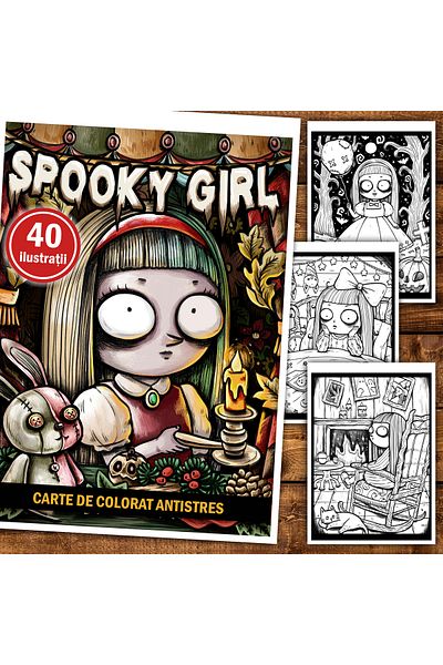 Legendary Gifts Anti-stress coloring book, 40 Spooky Girl illustrations, 86 pages