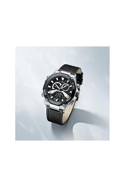 Naviforce Mens Sport Digital Chronograph Watches Super Bright Backlight Waterproof Leather Wristwatch