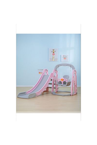 rexa Adjustable Kids Slide & Swing Set with Basketball Hoop