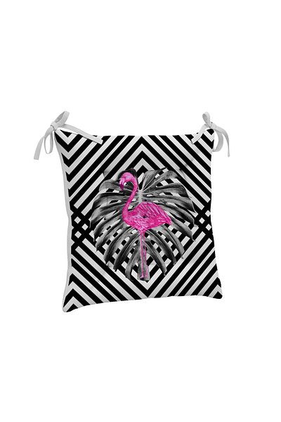 yok yok evim eve dair her şey 9 Puntal Flamingo Patterned Fluffy Living Room Balcony Garden Kitchen Chair Cushion