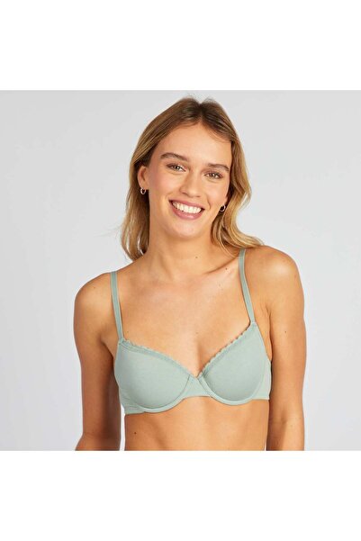 KIABI Padded cotton bra GREEN