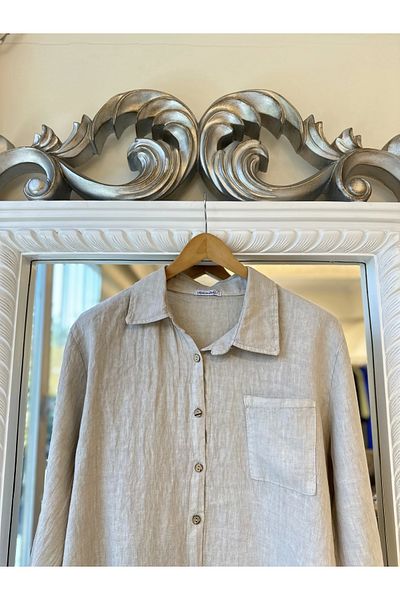 Puro Lıno Puro Lino 100% Linen Shirt Suit - Beige