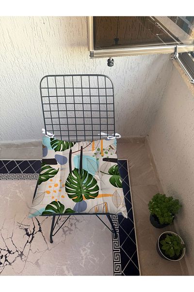 yok yok evim eve dair her şey 9 Puntal Tropical Patterned Fluffy Living Room Balcony Garden Kitchen Chair Cushion