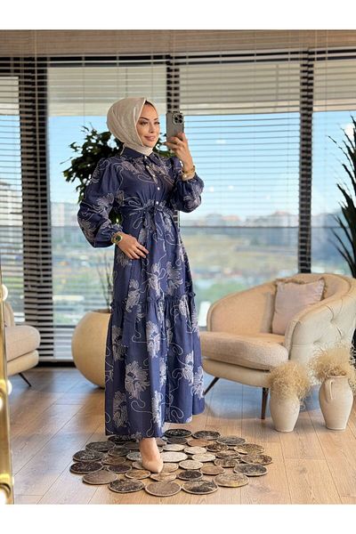 ALANURMODA Ruffled Skirt Patterned Dress