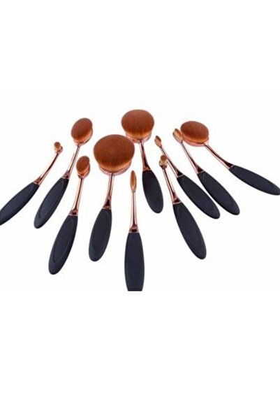 SYGGY Set Pensule Machiaj GOLD – 10 Bucăți Ovale pentru Aplicare Perfectă