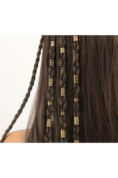 LORESİMA AKSESUAR Gold Color Hair Cube 10 Pieces