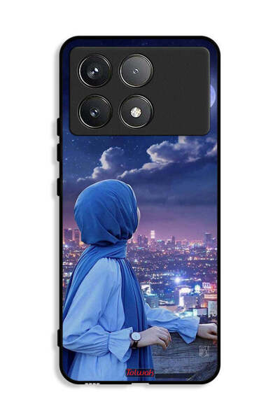 Tolwak Xiaomi Redmi K70E 5G Protective Case Cover Looking At Moon Hijab Girl