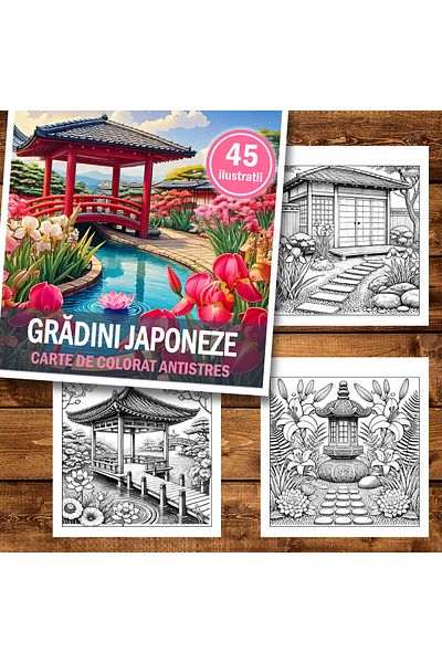 Legendary Gifts Mini coloring book, 45 illustrations Japanese Gardens, 106 pages