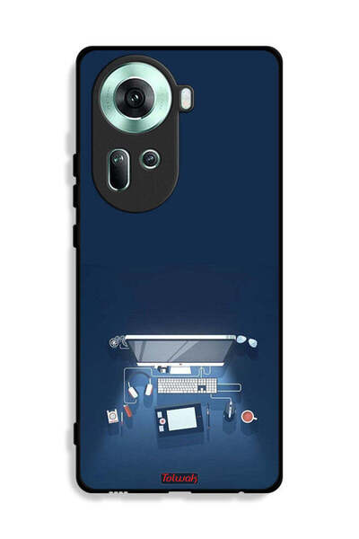 Tolwak غطاء حماية لجهاز Oppo Reno11 5G بتصميم فني على مكتب الكمبيوتر